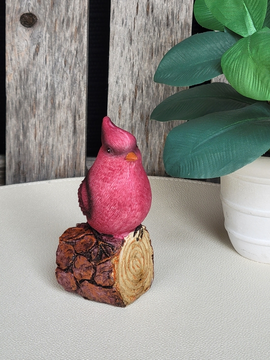 Other - Cardinal Figurine on Log - Resin Bird Accent